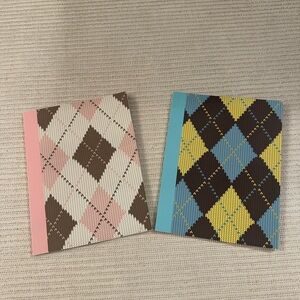 Argyle Pattern Notebooks - Pink and Blue
